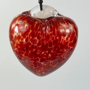 Time & Again Red Art Glass Heart Oil Diffuser Ornament 4" Cinnamon Scented Oil